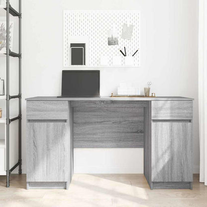 vidaXL Schreibtisch mit Tür Grau Sonoma 140 x 49 x 76 cm Holzwerkstoff