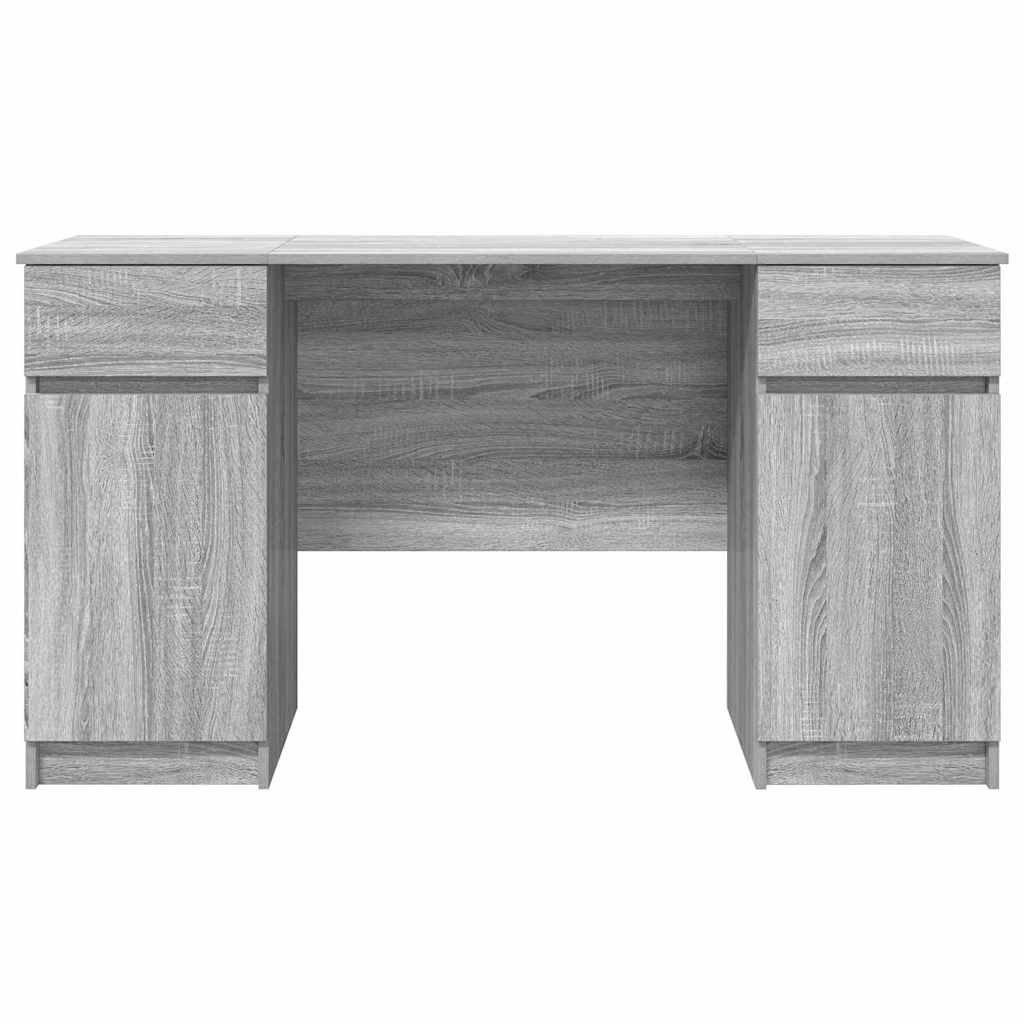 vidaXL Schreibtisch mit Tür Grau Sonoma 140 x 49 x 76 cm Holzwerkstoff