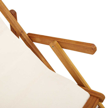 vidaXL Strandstuhl mit Armlehnen Klappbar Creme Akazienholz Textilene
