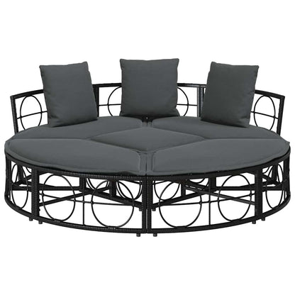 Outdoor-Loungebett ohne Dach Schwarz Poly Rattan