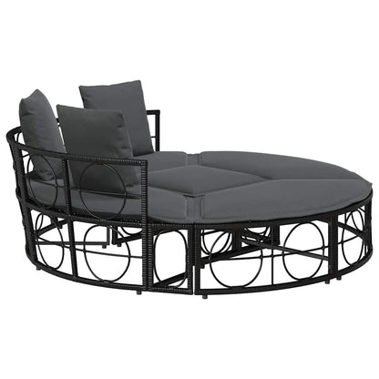 Outdoor-Loungebett ohne Dach Schwarz Poly Rattan