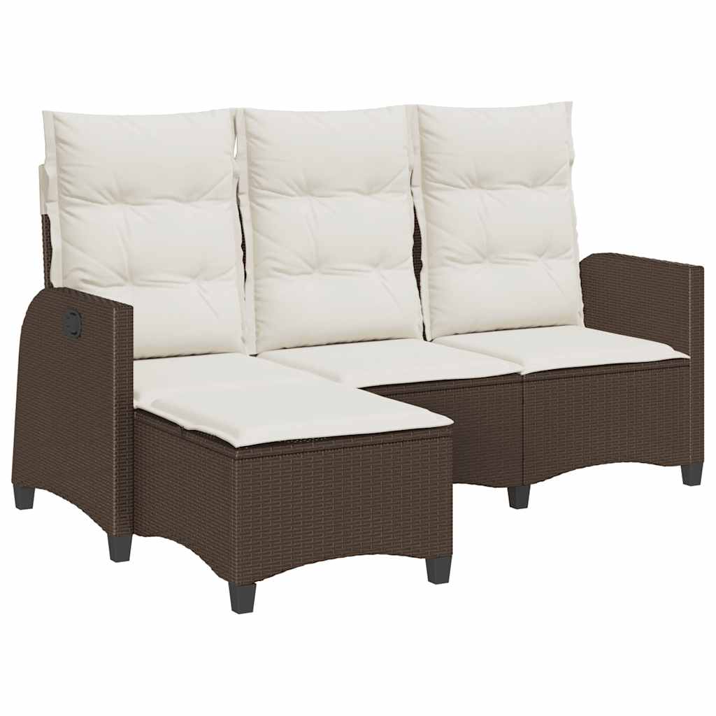 vidaXL Canapé de jardin inclinable avec coussins, forme en L, rotin synthétique, marron