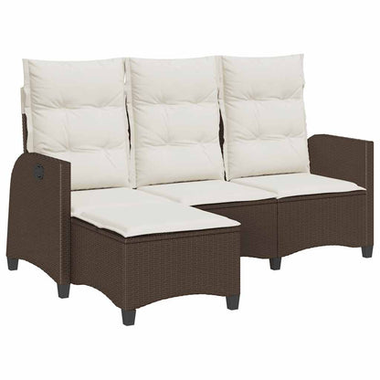vidaXL Canapé de jardin inclinable avec coussins, forme en L, rotin synthétique, marron