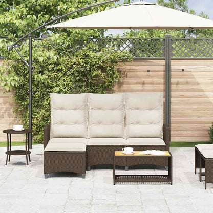 vidaXL Canapé de jardin inclinable avec coussins, forme en L, rotin synthétique, marron