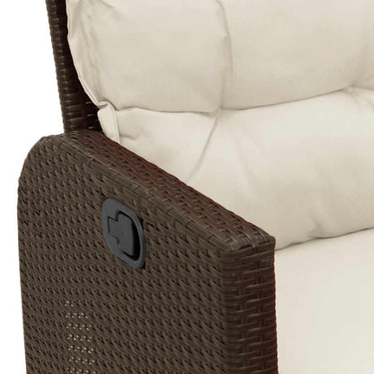 vidaXL Canapé de jardin inclinable avec coussins, forme en L, rotin synthétique, marron