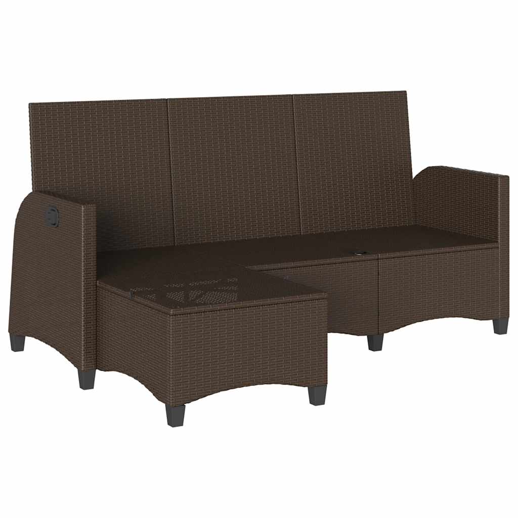 vidaXL Canapé de jardin inclinable avec coussins, forme en L, rotin synthétique, marron