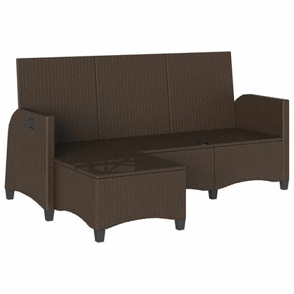 vidaXL Canapé de jardin inclinable avec coussins, forme en L, rotin synthétique, marron