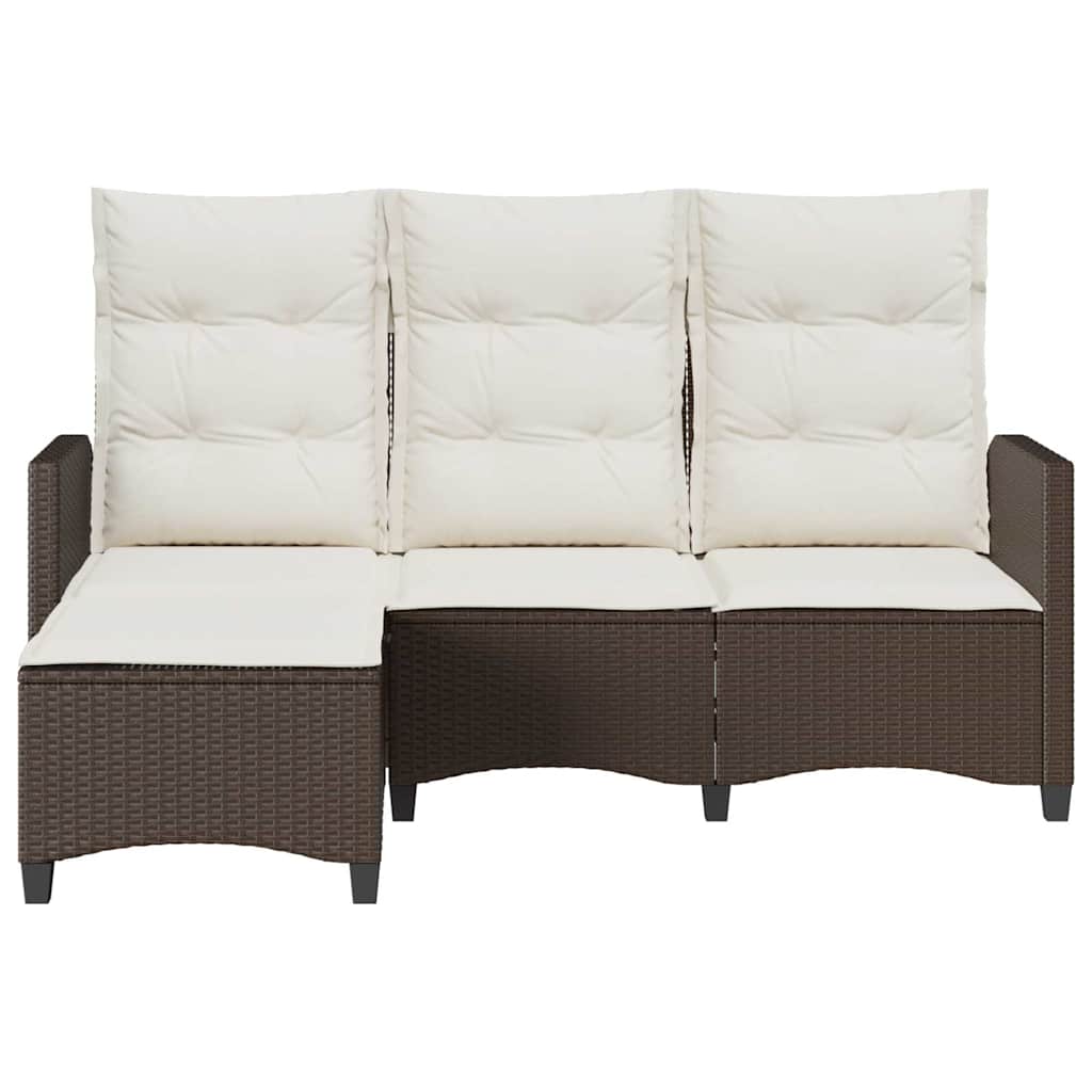vidaXL Canapé de jardin inclinable avec coussins, forme en L, rotin synthétique, marron