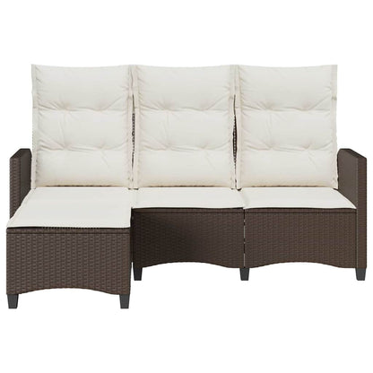 vidaXL Canapé de jardin inclinable avec coussins, forme en L, rotin synthétique, marron