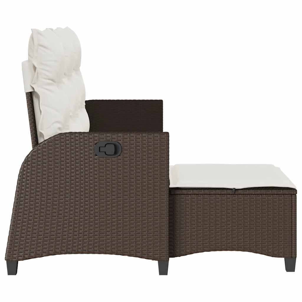 vidaXL Canapé de jardin inclinable avec coussins, forme en L, rotin synthétique, marron