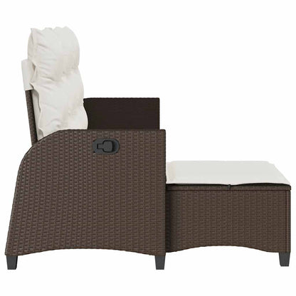 vidaXL Canapé de jardin inclinable avec coussins, forme en L, rotin synthétique, marron