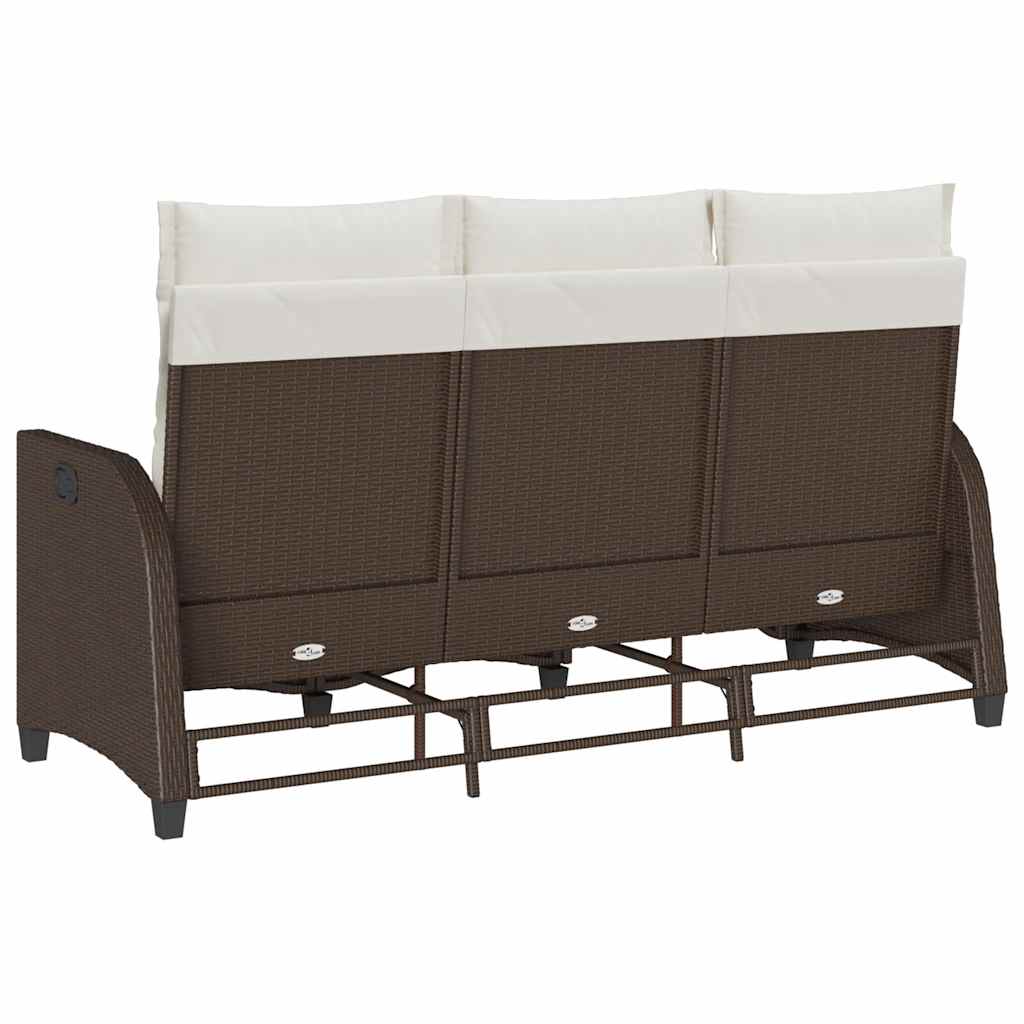 vidaXL Canapé de jardin inclinable avec coussins, forme en L, rotin synthétique, marron