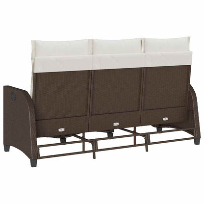 vidaXL Canapé de jardin inclinable avec coussins, forme en L, rotin synthétique, marron