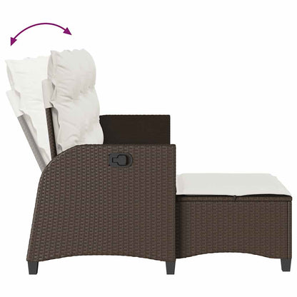 vidaXL Canapé de jardin inclinable avec coussins, forme en L, rotin synthétique, marron