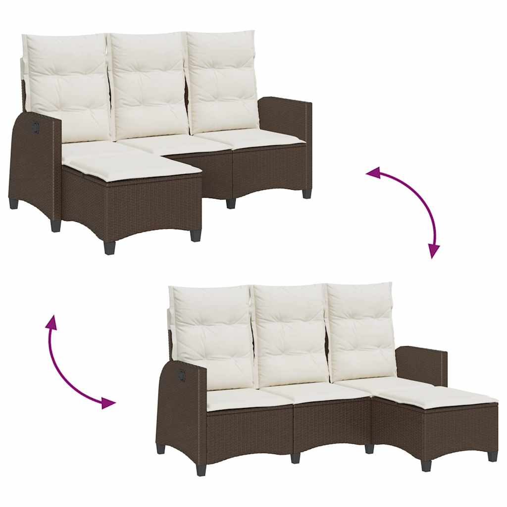 vidaXL Canapé de jardin inclinable avec coussins, forme en L, rotin synthétique, marron