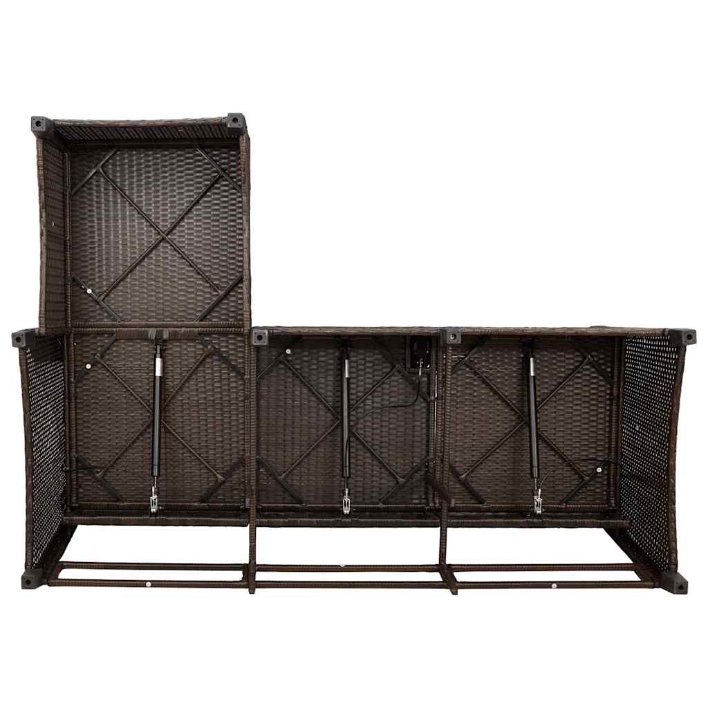 vidaXL Canapé de jardin inclinable avec coussins, forme en L, rotin synthétique, marron