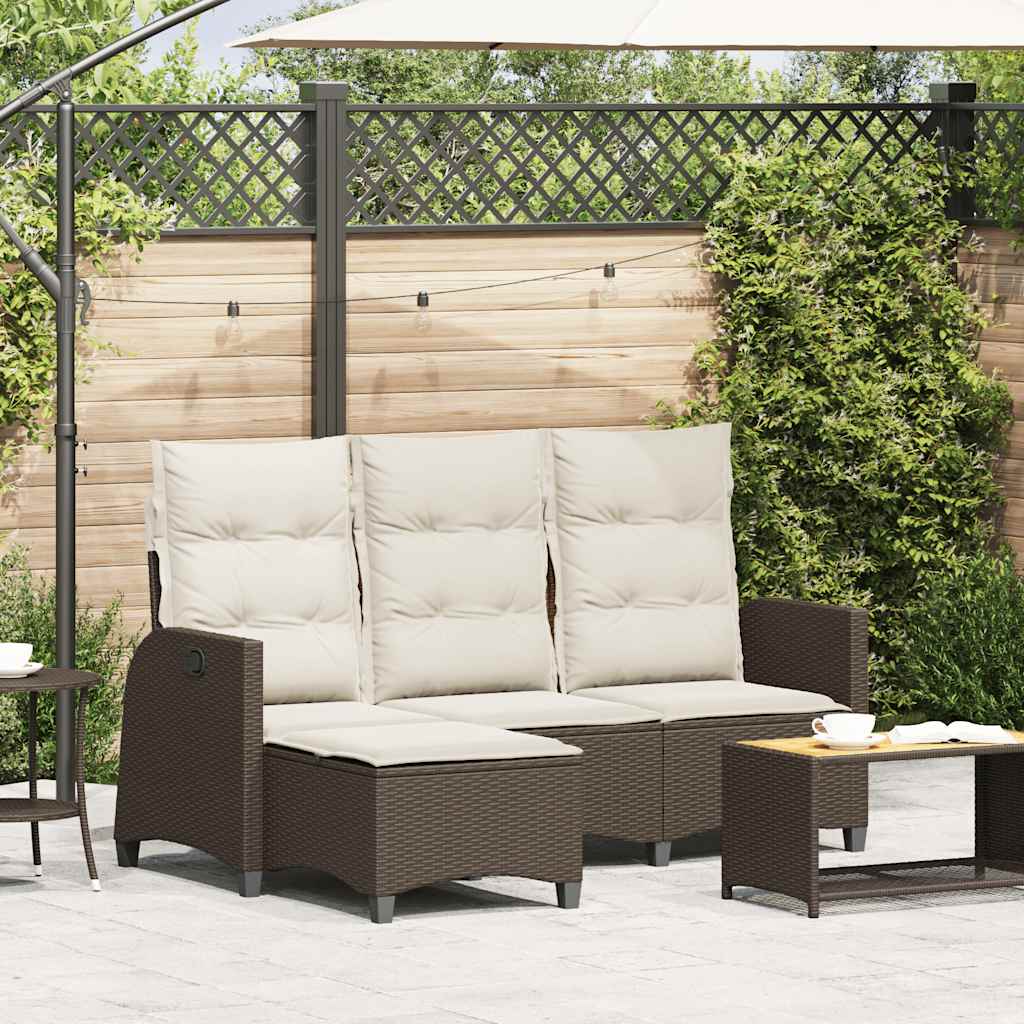 vidaXL Canapé de jardin inclinable avec coussins, forme en L, rotin synthétique, marron