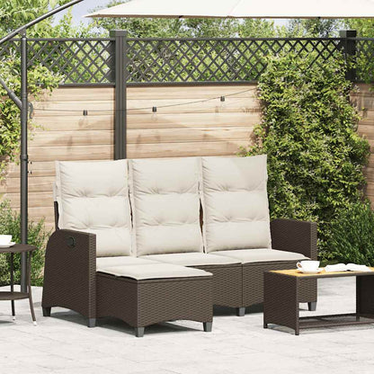 vidaXL Canapé de jardin inclinable avec coussins, forme en L, rotin synthétique, marron