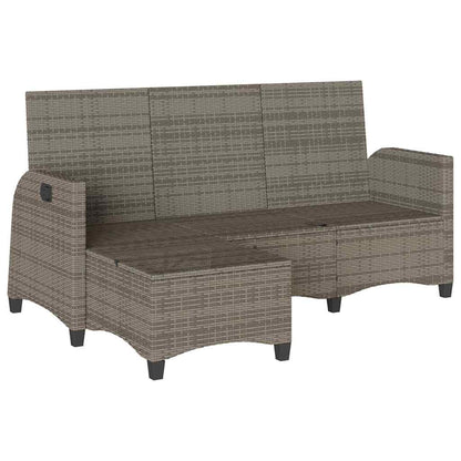 vidaXL Gartensofa mit Liegefunktion Kissen L-Form Grau Poly Rattan