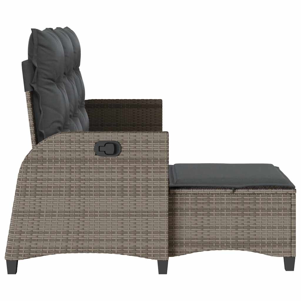 vidaXL Gartensofa mit Liegefunktion Kissen L-Form Grau Poly Rattan