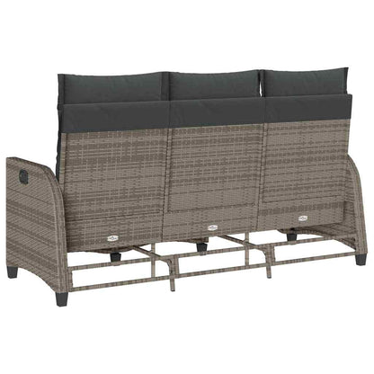 vidaXL Gartensofa mit Liegefunktion Kissen L-Form Grau Poly Rattan