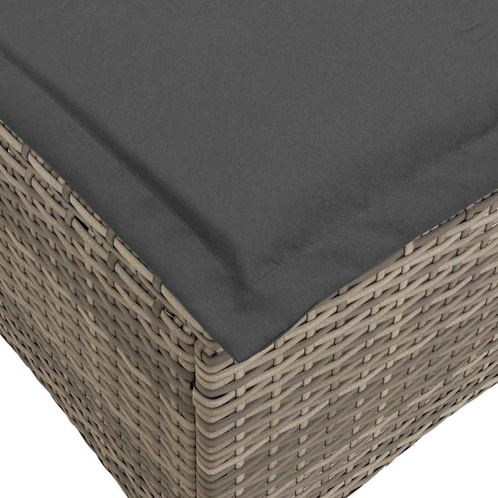 vidaXL Gartensofa mit Liegefunktion Kissen L-Form Grau Poly Rattan