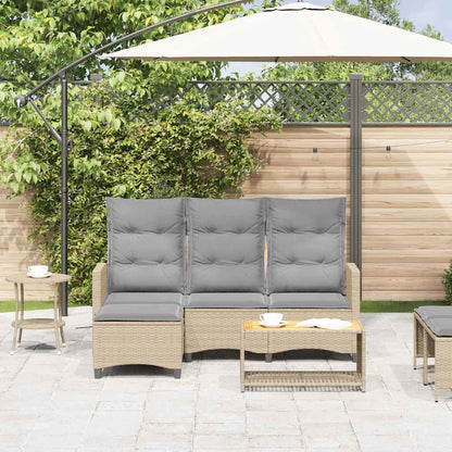 vidaXL Gartensofa mit Liegefunktion Kissen L-Form Beige Poly Rattan