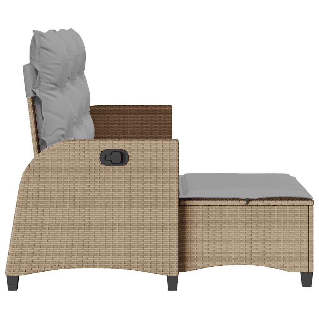 vidaXL Gartensofa mit Liegefunktion Kissen L-Form Beige Poly Rattan