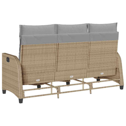 vidaXL Gartensofa mit Liegefunktion Kissen L-Form Beige Poly Rattan