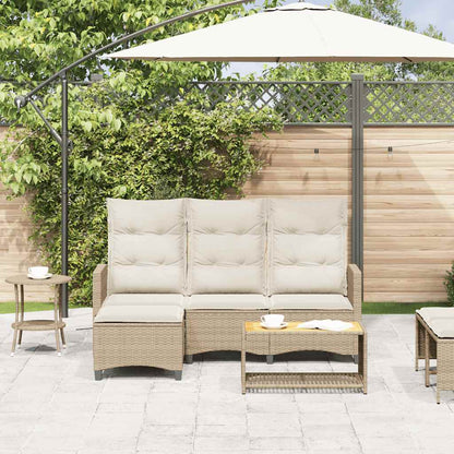 vidaXL Gartensofa mit Liegefunktion Kissen L-Form Beige Poly Rattan