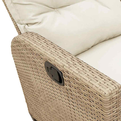 vidaXL Gartensofa mit Liegefunktion Kissen L-Form Beige Poly Rattan