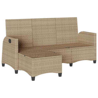 vidaXL Gartensofa mit Liegefunktion Kissen L-Form Beige Poly Rattan