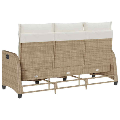 vidaXL Gartensofa mit Liegefunktion Kissen L-Form Beige Poly Rattan