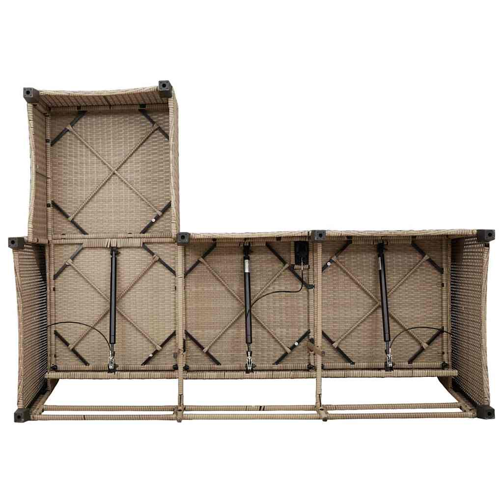 vidaXL Gartensofa mit Liegefunktion Kissen L-Form Beige Poly Rattan