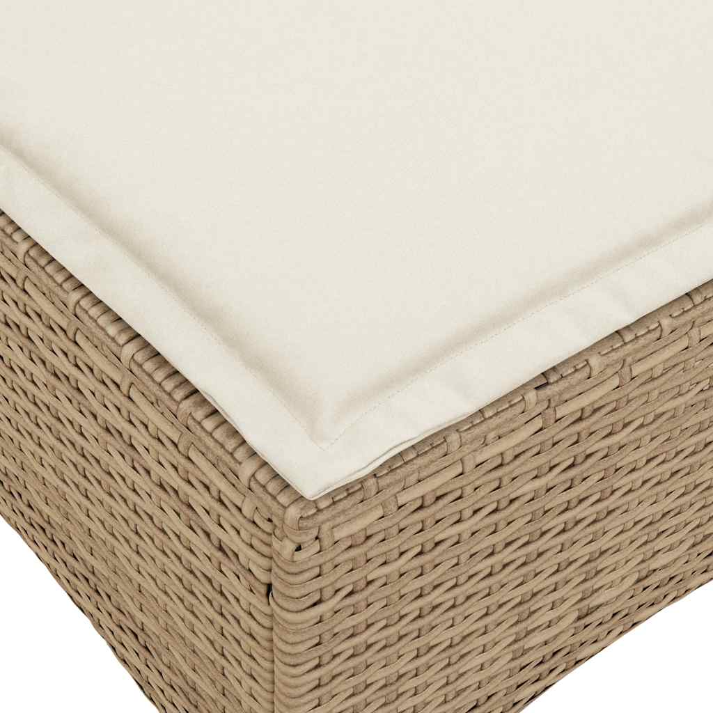vidaXL Gartensofa mit Liegefunktion Kissen L-Form Beige Poly Rattan