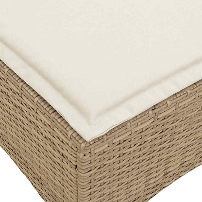 vidaXL Gartensofa mit Liegefunktion Kissen L-Form Beige Poly Rattan
