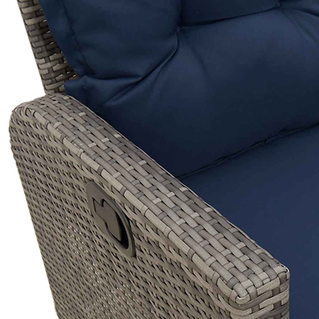 vidaXL Gartensofa mit Liegefunktion Kissen L-Form Grau Poly Rattan