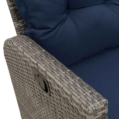 vidaXL Gartensofa mit Liegefunktion Kissen L-Form Grau Poly Rattan