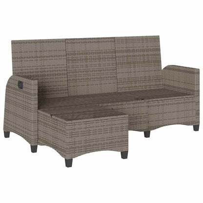 vidaXL Gartensofa mit Liegefunktion Kissen L-Form Grau Poly Rattan