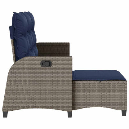 vidaXL Gartensofa mit Liegefunktion Kissen L-Form Grau Poly Rattan