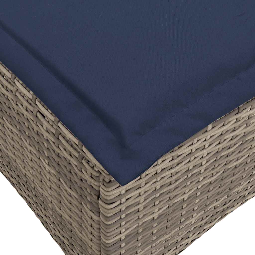 vidaXL Gartensofa mit Liegefunktion Kissen L-Form Grau Poly Rattan