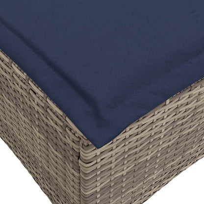 vidaXL Gartensofa mit Liegefunktion Kissen L-Form Grau Poly Rattan