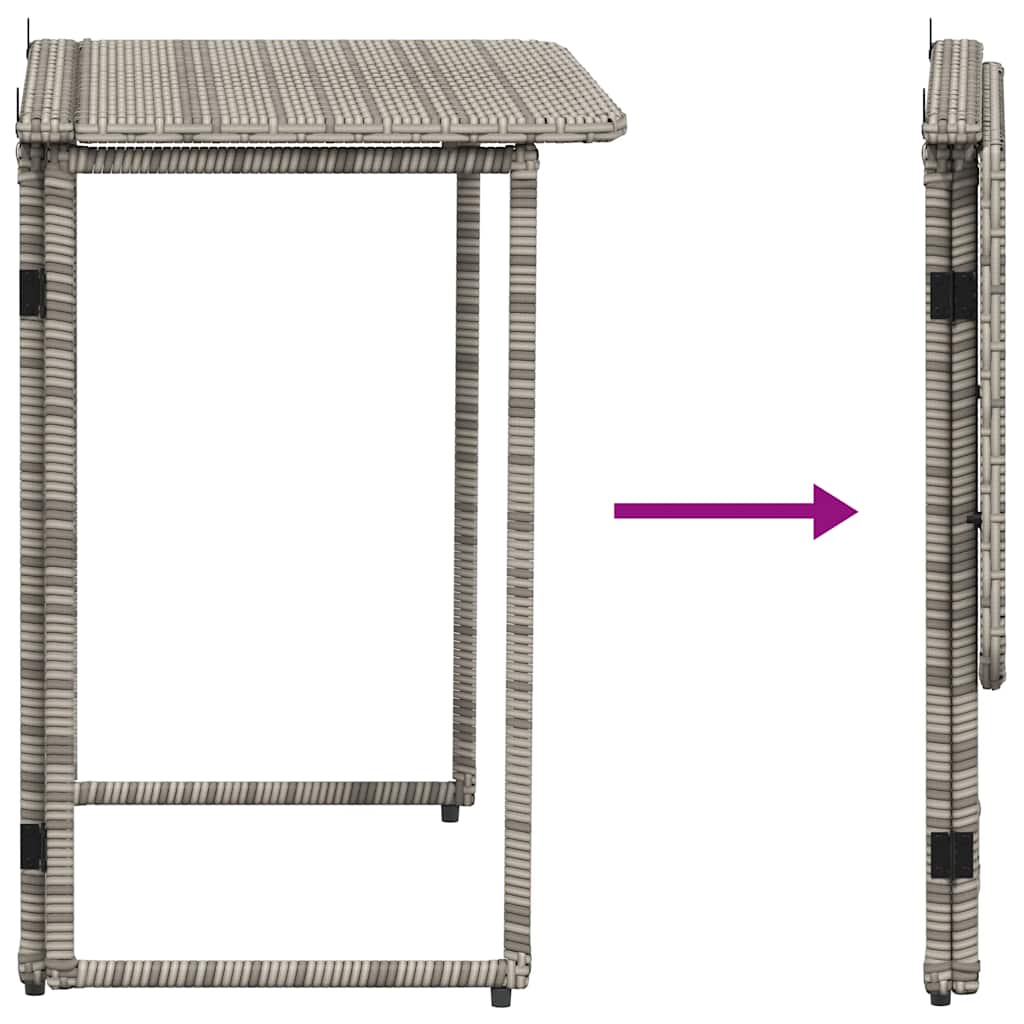 vidaXL Table de jardin pliante Gris 90x51x75 cm Résine tressée