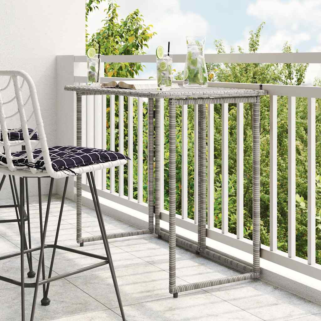 vidaXL Table de jardin pliante Gris 90x51x75 cm Résine tressée