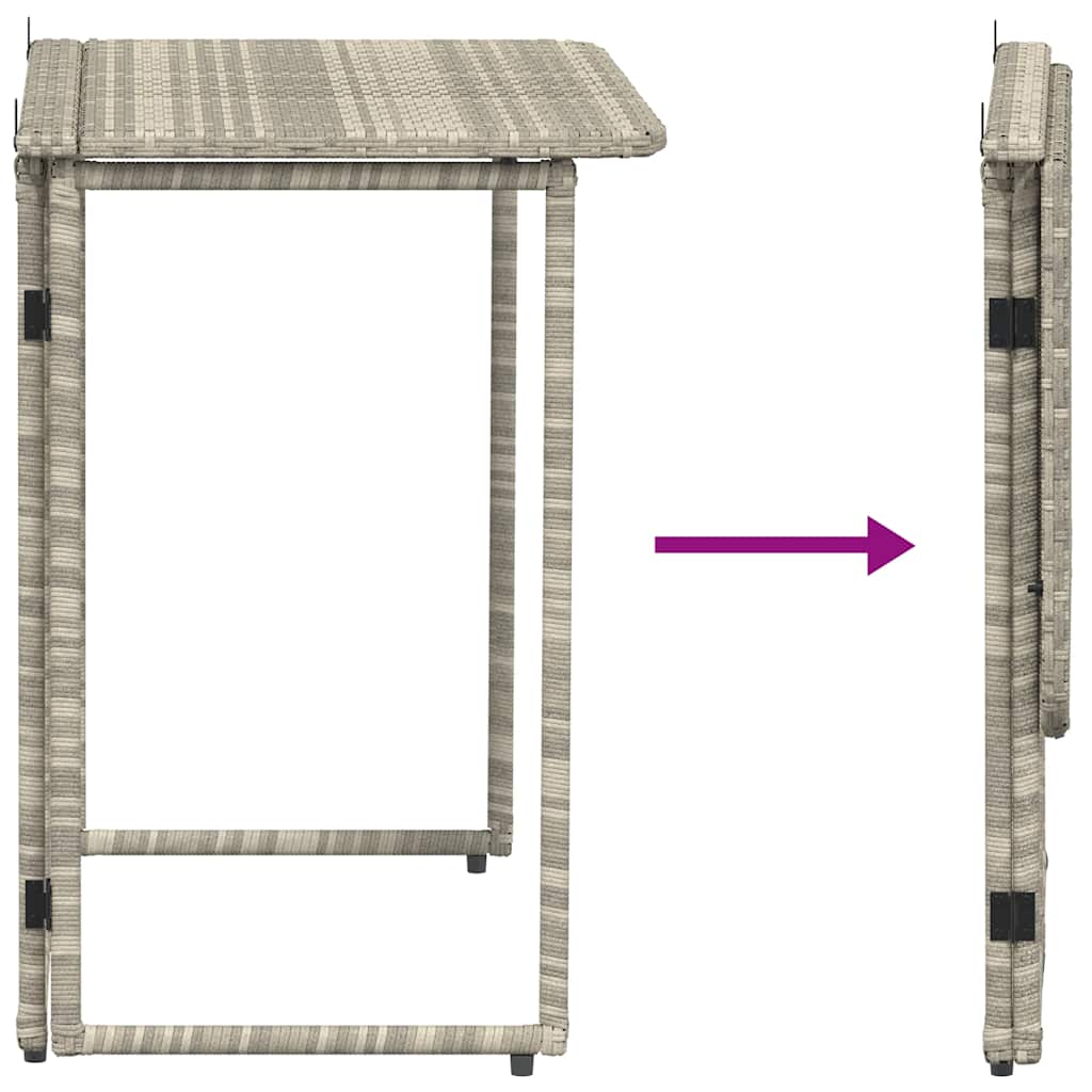 vidaXL Gartentisch Klappbar Hellgrau 90x51x75 cm Poly Rattan