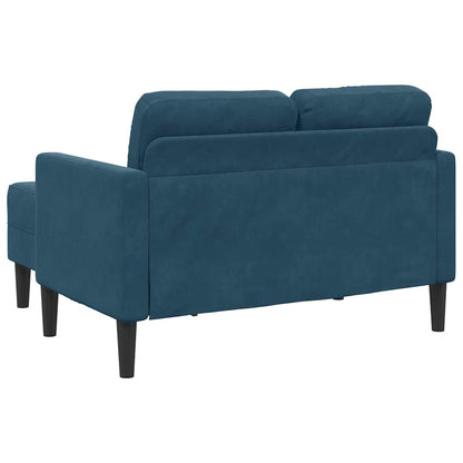2-Sitzer-Sofa mit Chaiselongue L-Form Blau 125 cm Samt