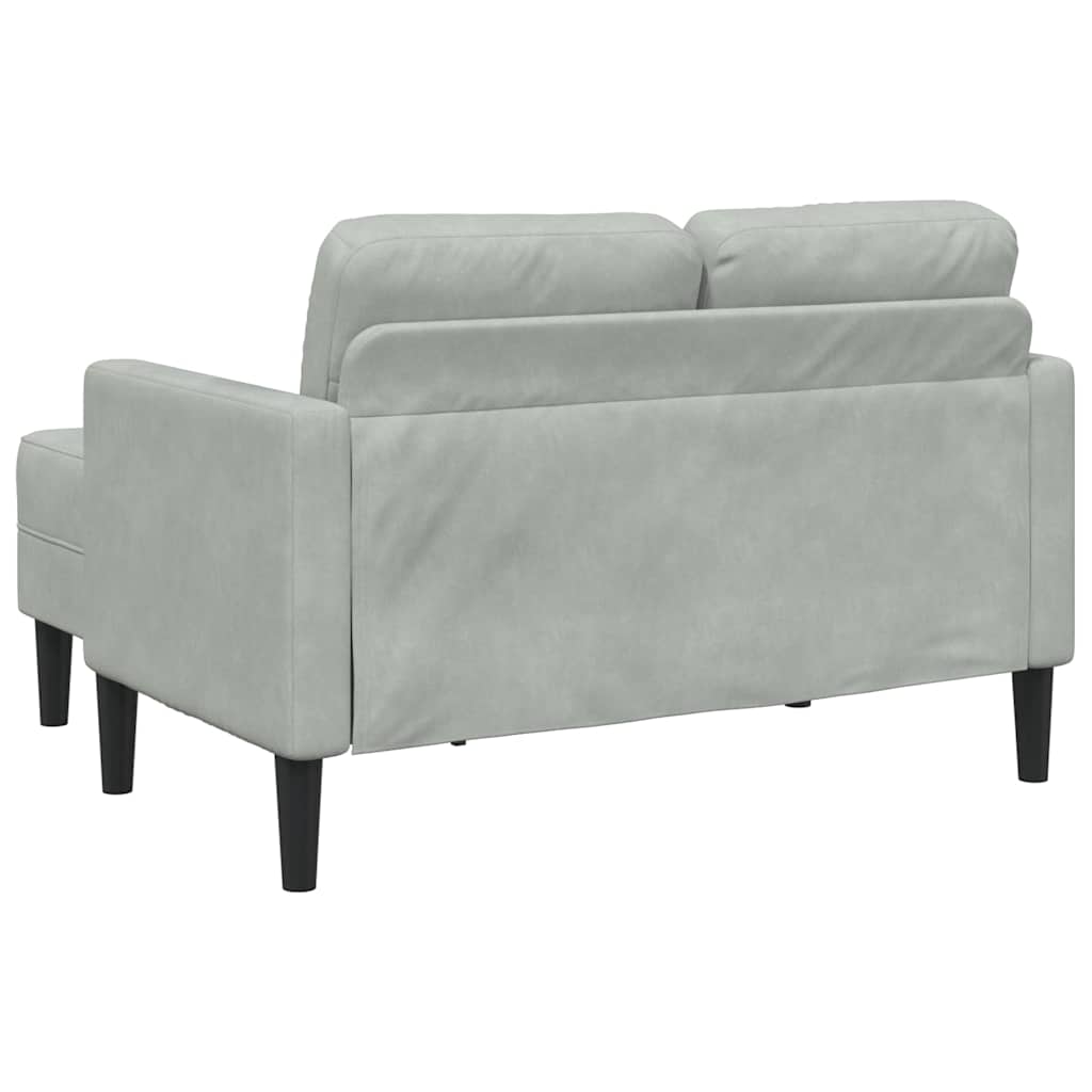 2-Sitzer-Sofa mit Chaiselongue L-Form Hellgrau 125 cm Samt