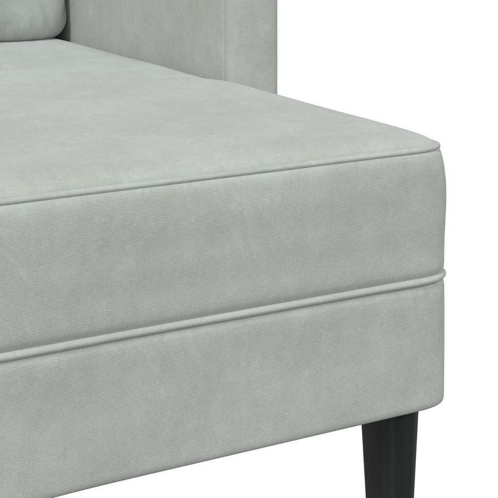 2-Sitzer-Sofa mit Chaiselongue L-Form Hellgrau 125 cm Samt