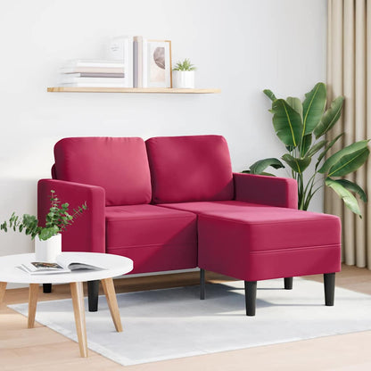 2-Sitzer-Sofa mit Chaiselongue L-Form Weinrot 125 cm Samt