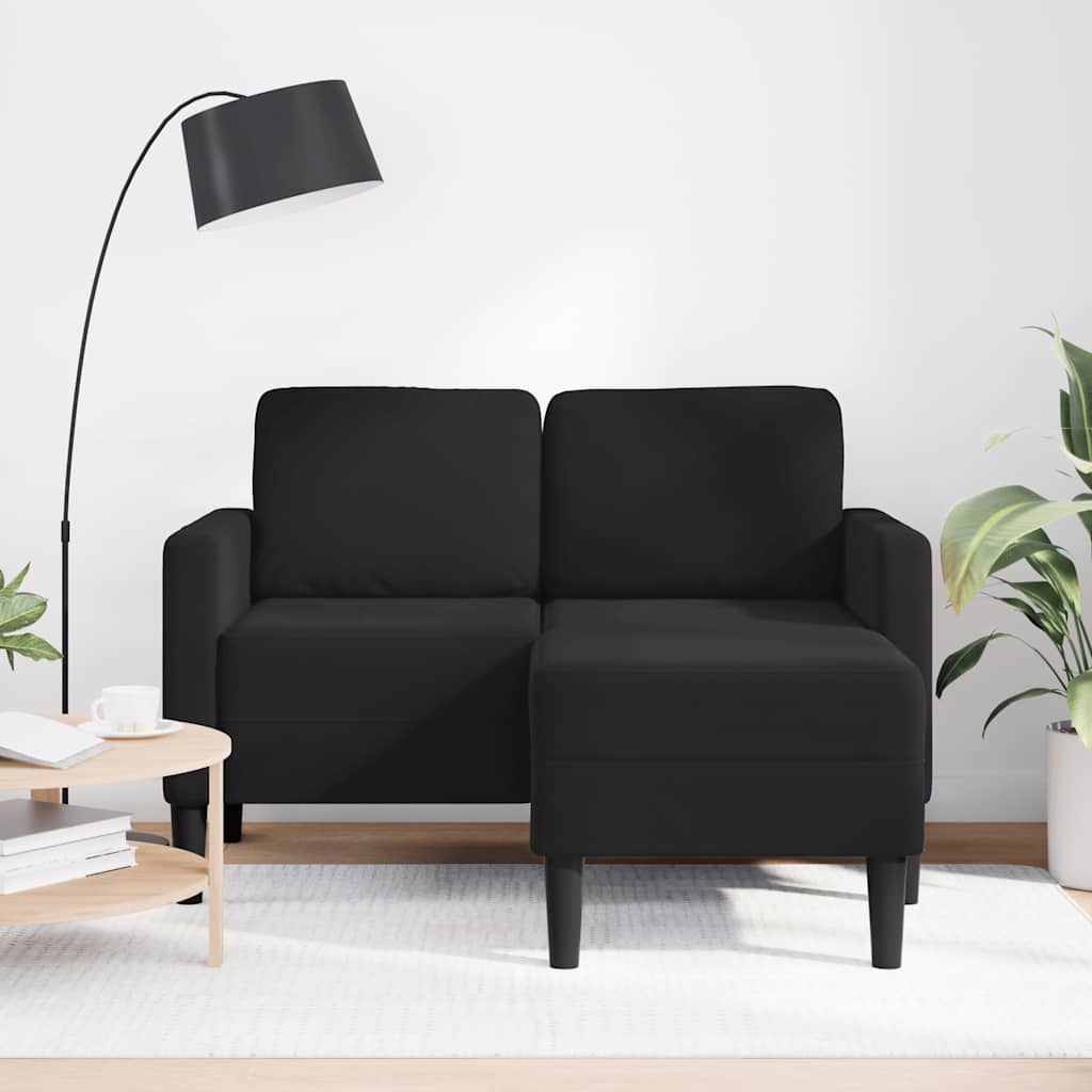 2-Sitzer-Sofa mit Chaiselongue L-förmig Schwarz 125 cm Samt